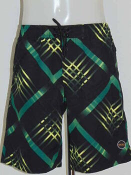 Shiwi Men's Striped Black/Green Swimshort