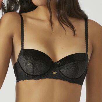 Armani Ladies Velvet Black/Gold Padded Bra