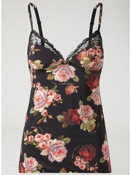 Armani Ladies  floreale Black/Print Spaghetti Top