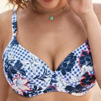 Rosa Faia Swimwear Federica Blue/Print Soft-Cup Bikini Bra