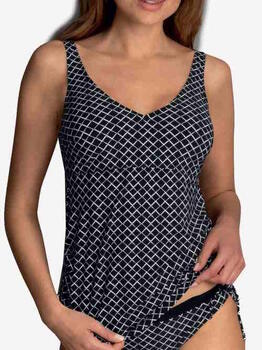 Rosa Faia Swimwear Malaika Black/White Tankini Top