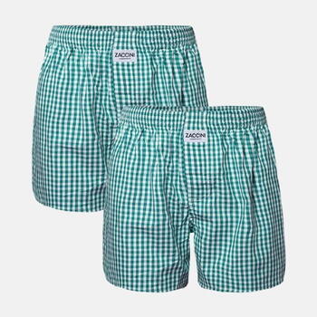 Zaccini Woven Green/White Loose Fit Boxer Short