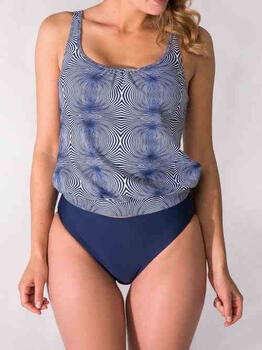 Bomain Green Grafic Navy BLue Tankini Set