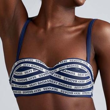 Marlies Dekkers Swimwear Sexy Badass Navy/White Padded Bikini Bra