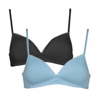 My Basic by After Eden Comfy Grey/Blue Wireless Bra