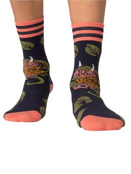 Muchachomalo Leaves Navy/Print Socks