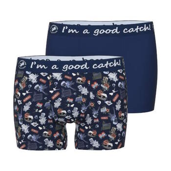A Fish Named Fred Tattoo Rock & Roll  Navy/Print Boxer Short
