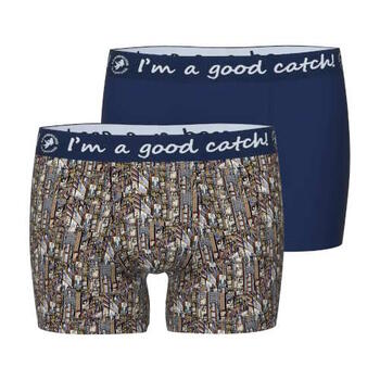 A Fish Named Fred Record Covers Navy/Print Boxer Short