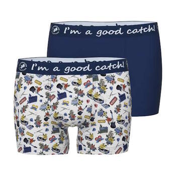 A Fish Named Fred On Air Navy/Print Boxer Short