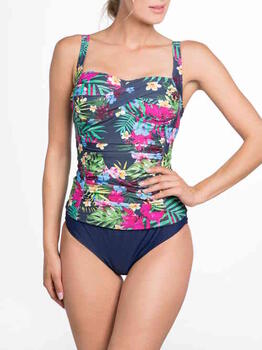 Bomain  Navy/Print Tankini Set