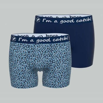 A Fish Named Fred Blue Blossom Navy/Print Boxer Short