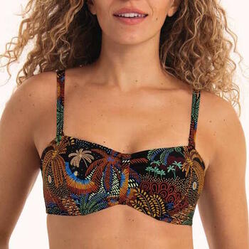 Rosa Faia Swimwear Ella Black/Print Soft-Cup Bikini Bra