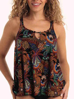 Rosa Faia Swimwear Mabela Black/Print Tankini Top