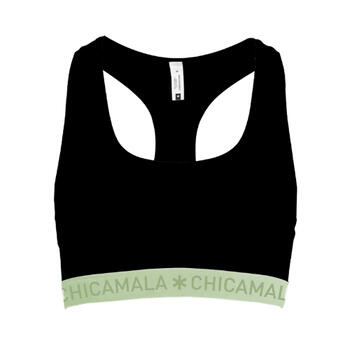 Chicamala Solid Black/Green Non-padded bra