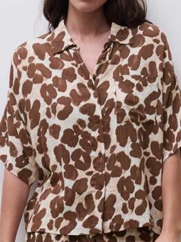 Femilet Nightwear Layla Brown/Print Sleep Shirt