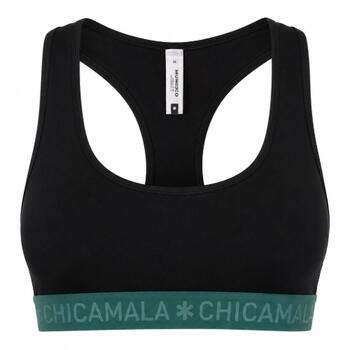 Chicamala Solid Black/Green Wireless Bra
