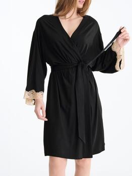 Lisca Nachtmode Tania Black Kimono