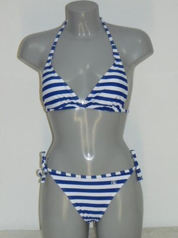 SHIWI EDITH White/Blue Soft-Cup Triangle Bikinitop + Tanga Brief