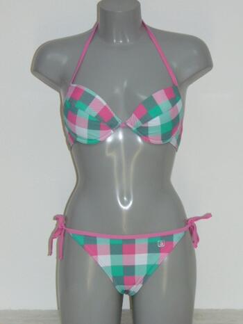 SHIWI BRITT Pastel Pink/Green Push Up Bikinitop + Tanga Brief