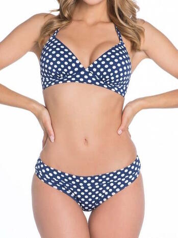 Bomain Structure Dot Navy Halter Bikini