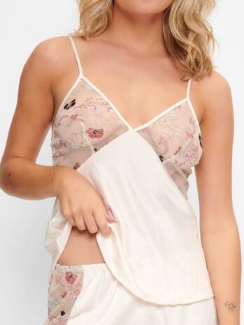LINGADORE NIGHT POWDER PUFF Beige Spaghetti Top