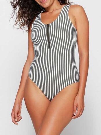 LINGADORE BEACH SUMMER STRIPE Grey/White Basdpak