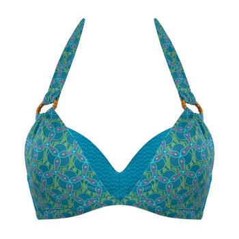 MARLIES DEKKERS BEACH SAMPLE OCEANA Lagoon Blue and Green Push Up Bikini Top