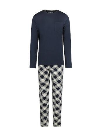 Charlie Choe Heren Pyjama Set Navy Geruit