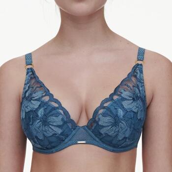 Chantelle Fleurs Signature Plunge T-shirt bra Jeans Blue Denim