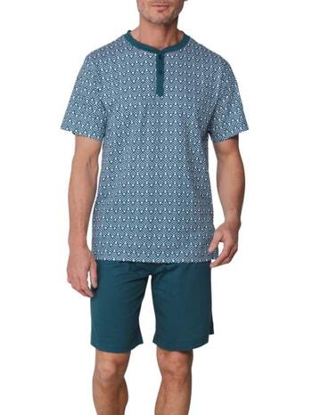 Pastunette Heren Shortama with buttons Dark Green