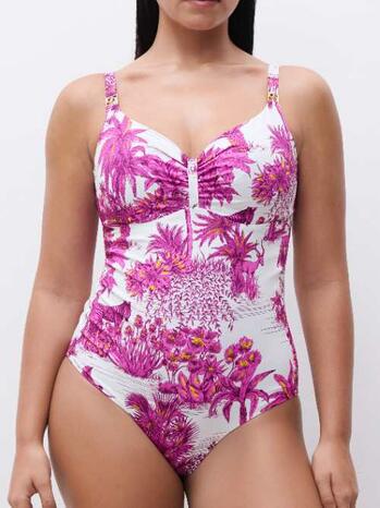 Chantelle Badmode Sauvage Covering underwired swimsuit White Jungle