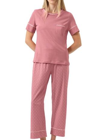 Mey Nachtmode Crochet Dots pyjama 7/8 length, short sleeve soft rosewood