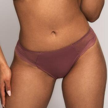 After Eden Brief with dot mesh & lace edge Berry
