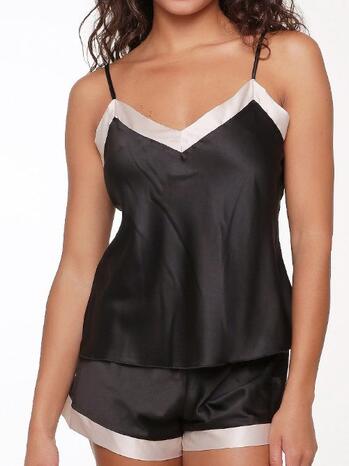 LingaDore Night 18370 Exclusives Satin top + Short Zwart/ Champagne