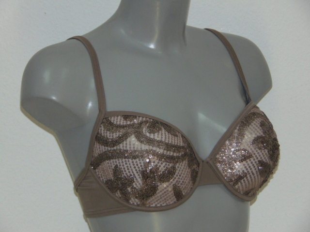 Sapph Swimwear Methics Leaves mole grey padded bikini bra