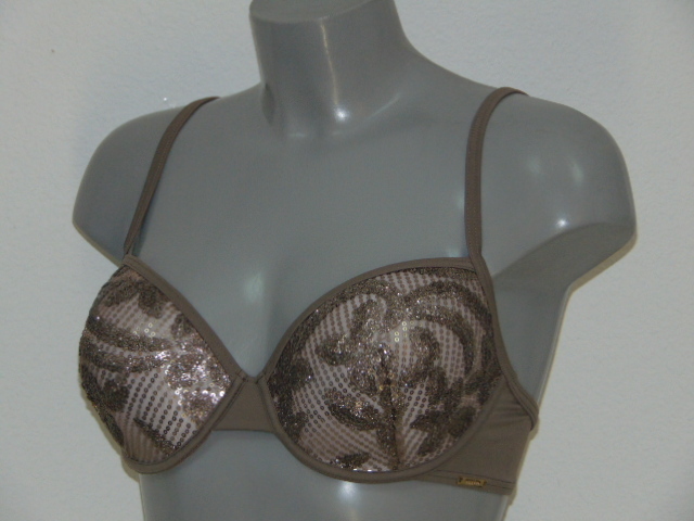 Sapph Swimwear Methics Leaves mole grey padded bikini bra