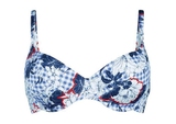 Rosa Faia Swimwear Federica blue/print soft-cup bikini bra