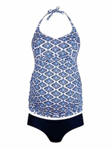 Anita Beach Lelepa blue/print pregnancy tankini