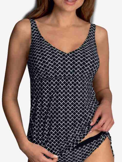 Rosa Faia Swimwear Malaika black/white tankini top