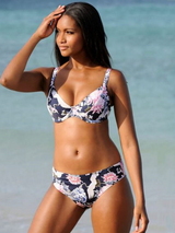 Rosa Faia Swimwear Celine navy/print soft-cup bikini bra