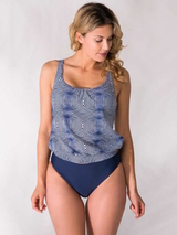 Bomain Green Grafic navy blue tankini set