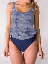 Bomain Green Grafic navy blue tankini set