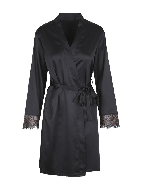 LingaDore Night In love with embroidery black/copper kimono
