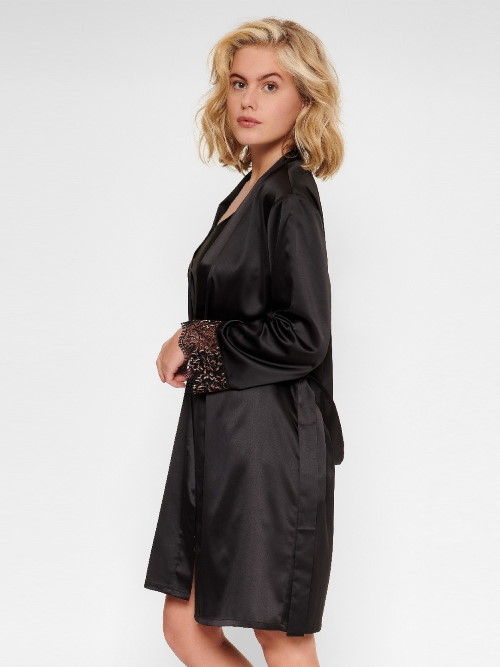 LingaDore Night In love with embroidery black/copper kimono
