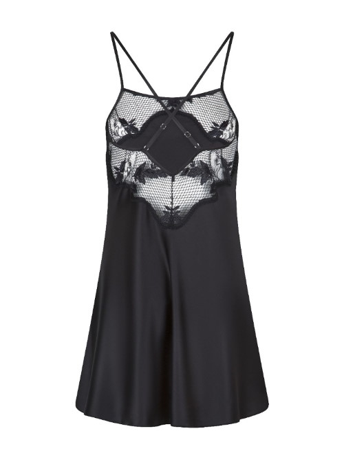 LingaDore Night Black Flower black slipdress