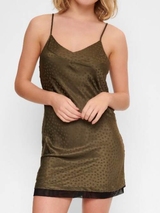 LingaDore Night Satin Stars olive green slipdress
