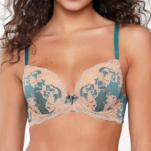 LingaDore  Turquoise & Sand aqua/print push up bra