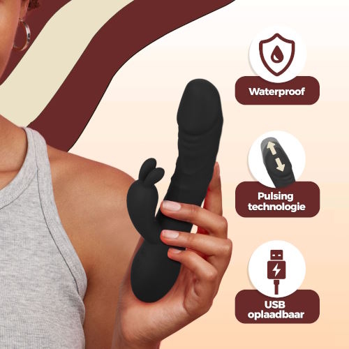 PureVibe Magic Pulsing black rabbit vibrator