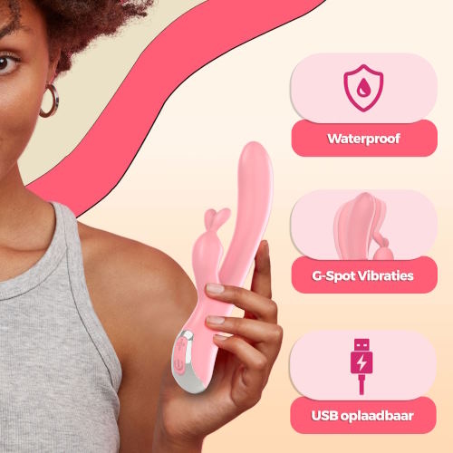 PureVibe LELA pastel pink rabbit vibrator
