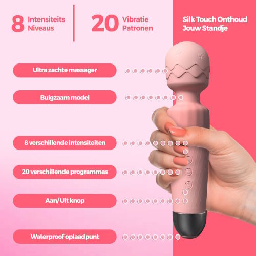PureVibe SilkTouch pastel pink wand vibrator